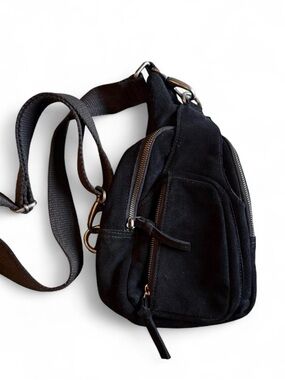 Free People Hudson Black Suede Crossbody Sling Bag